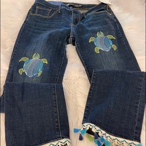 Custom embroidered women’s blue jeans